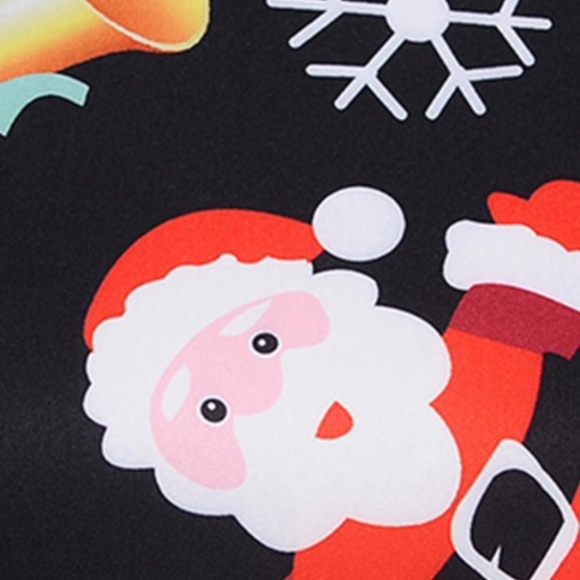 Christmas Vintage Print Fit and Flare Dress, Black - Picture 2 of 3